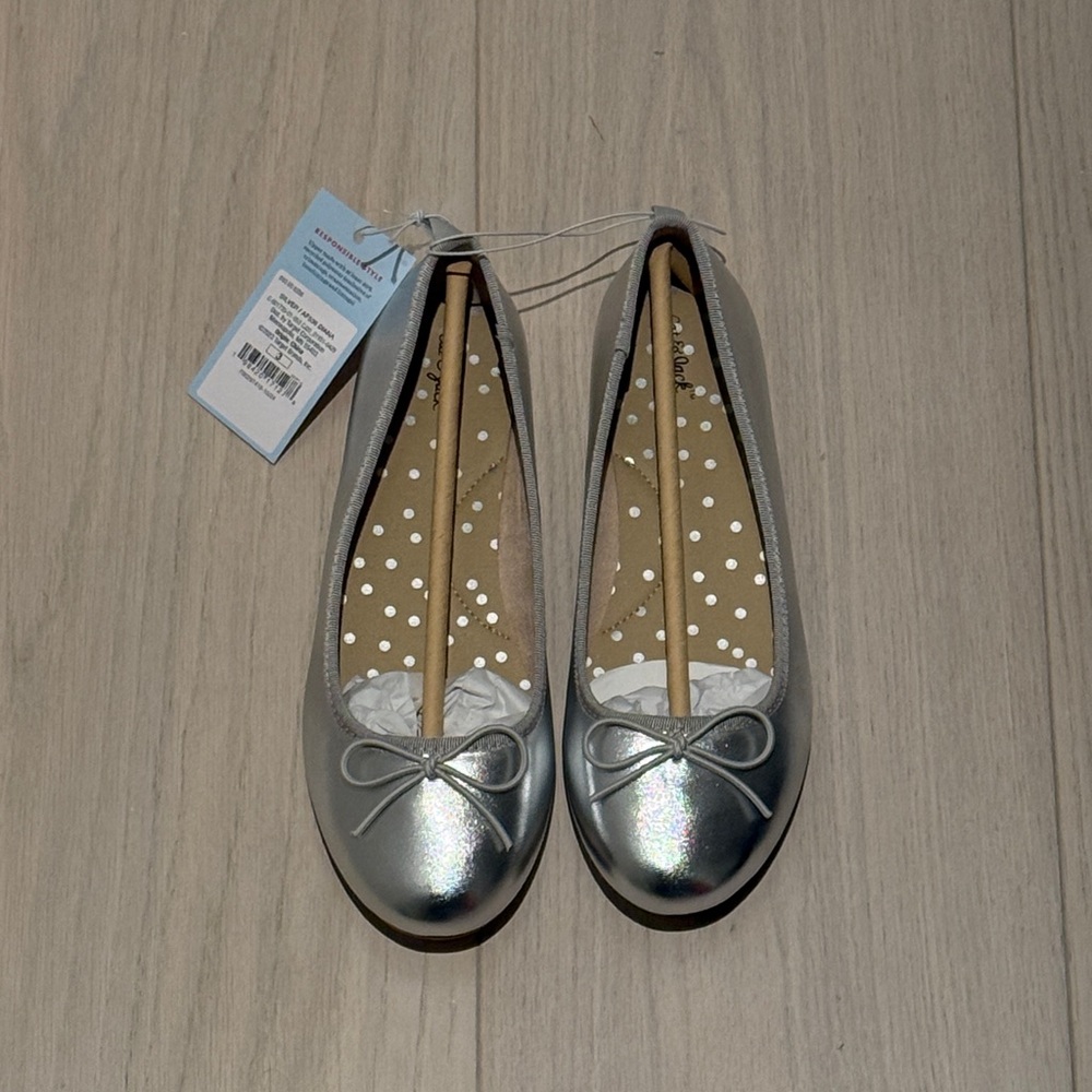 Cat & Jack Ballet Flats - Silver - Girls Size 3 - Brand New - NWT